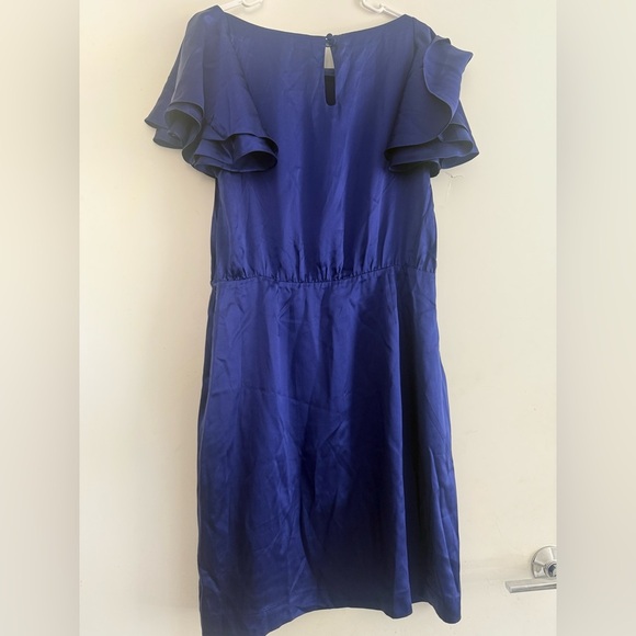 Banana Republic Flutter Sleeves Satin Silk Dress Size 14 - Picture 3 of 4